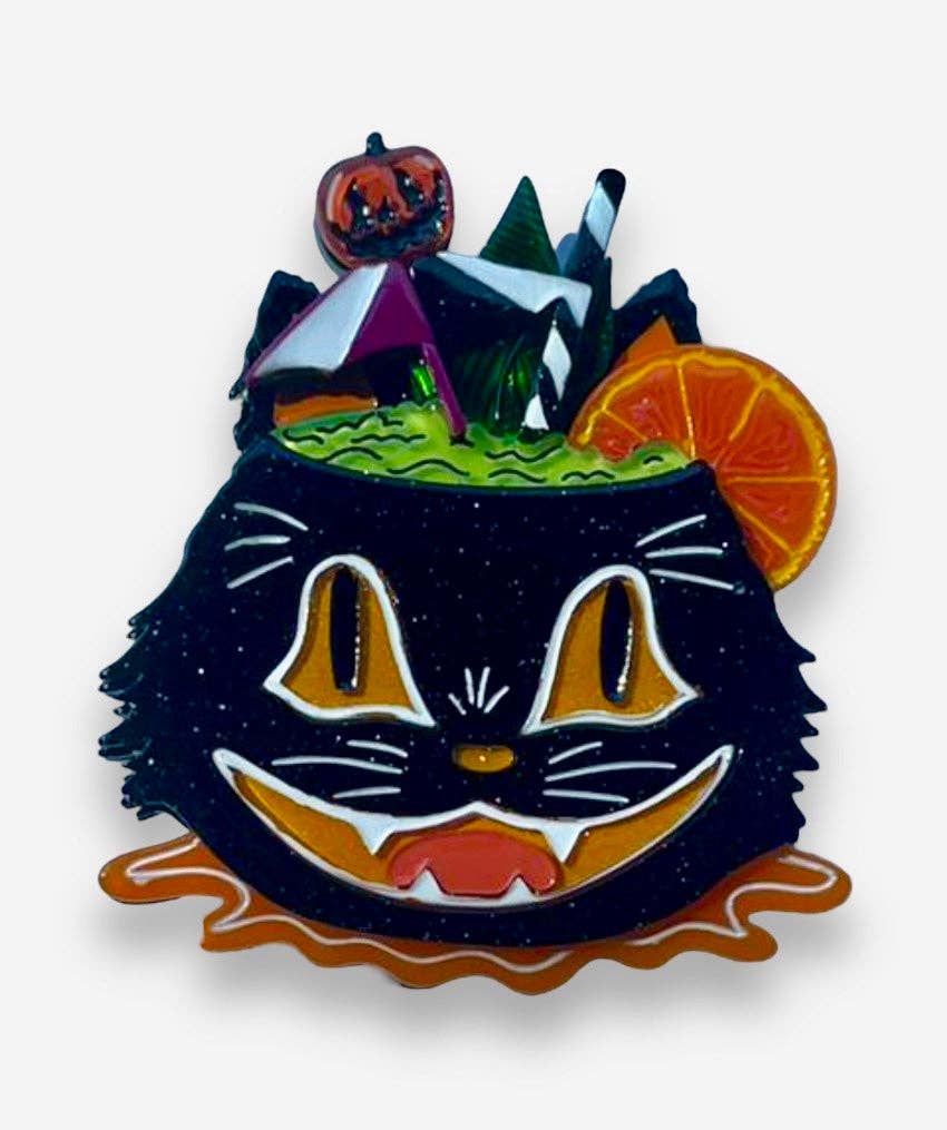 Black Magic Halloween Tiki Brooch by Carrie Hudson x Lipstick & Chrome Robin Boutique