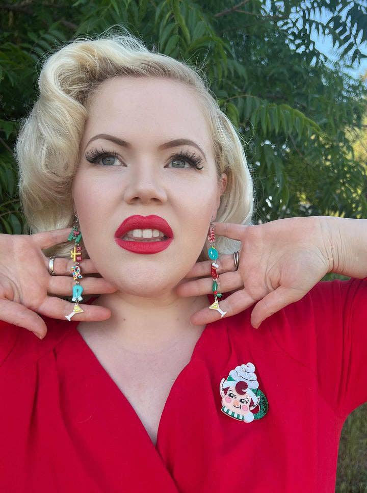 Jolly & Merry Christmas Earrings by Lipstick & Chrome Robin Boutique