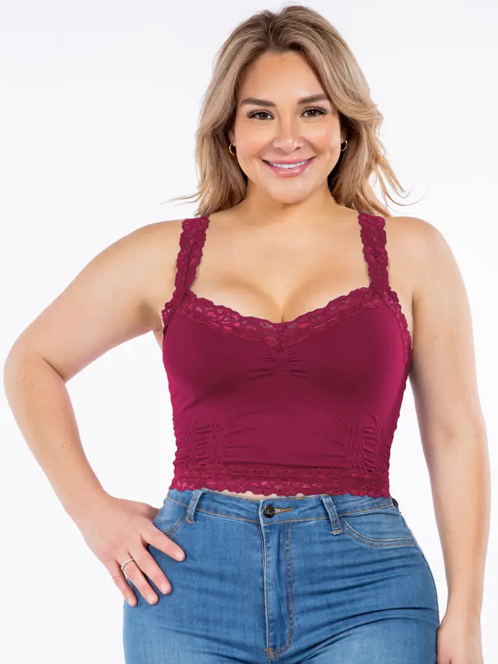 Seamless Laced Cami Bralette in Viva Magenta by M. Rena