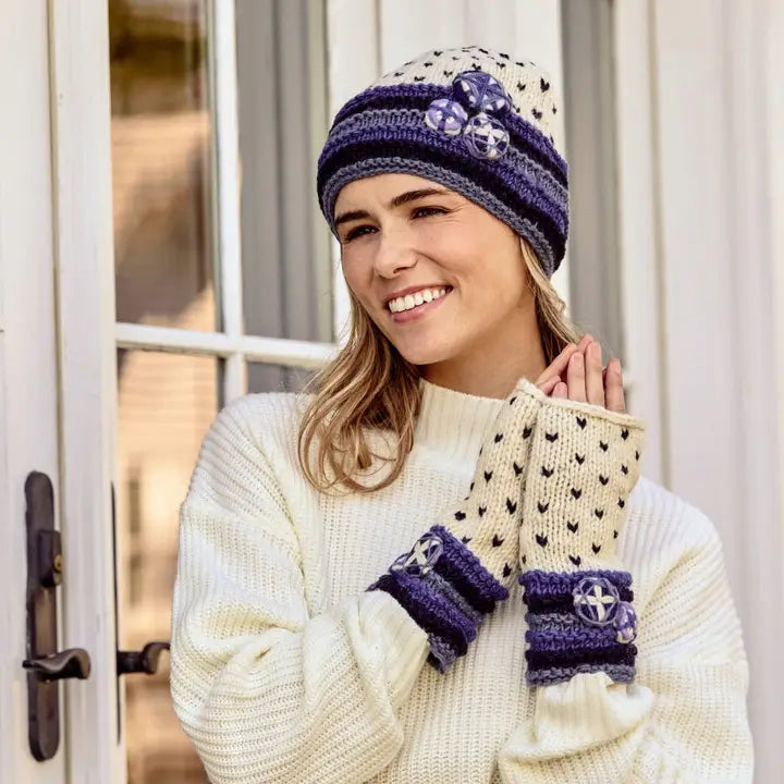 Sadie Blue Knit Beanie By Many Hands