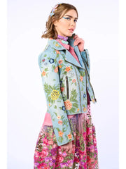 Lucinda Embroidered Denim Motorcycle Jacket by Aratta - Robin Boutique
