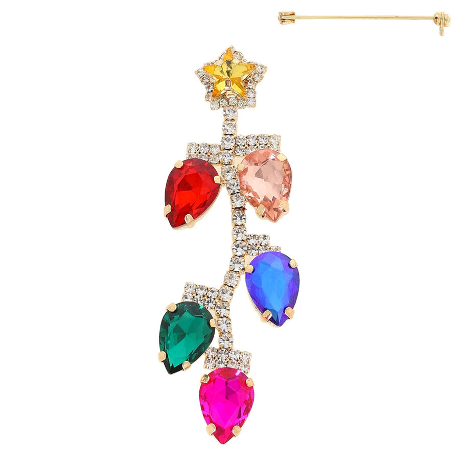 Christmas Lights Crystal Gemstone Brooch, Hat or Shoe Pin Robin Boutique