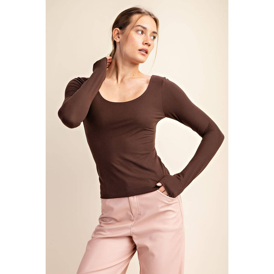 RECYCLED BUTTER ROUND NECK TOP T9967 Robin Boutique