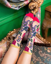 Festive Floral Sheer Crew Sock Robin Boutique