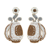2 Tier Seed Beaded Golf Bag Dangle Earrings Robin Boutique