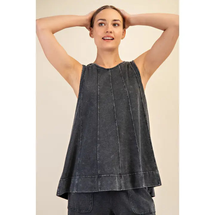 Mineral Wash Long Line Top by Rae Mode