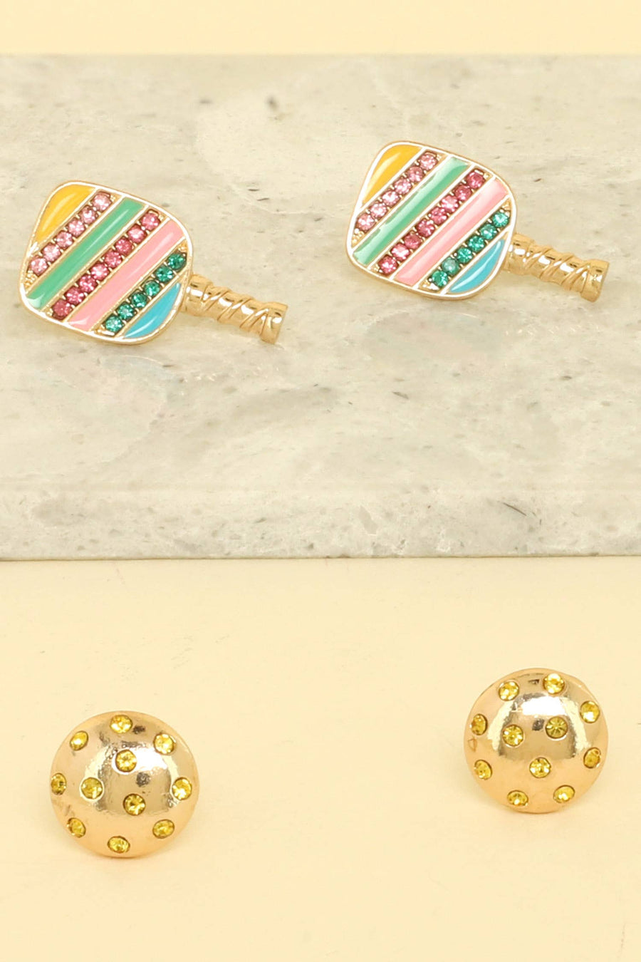 Gameday and Rhinestone Pickleball and Paddle Earring Set Robin Boutique