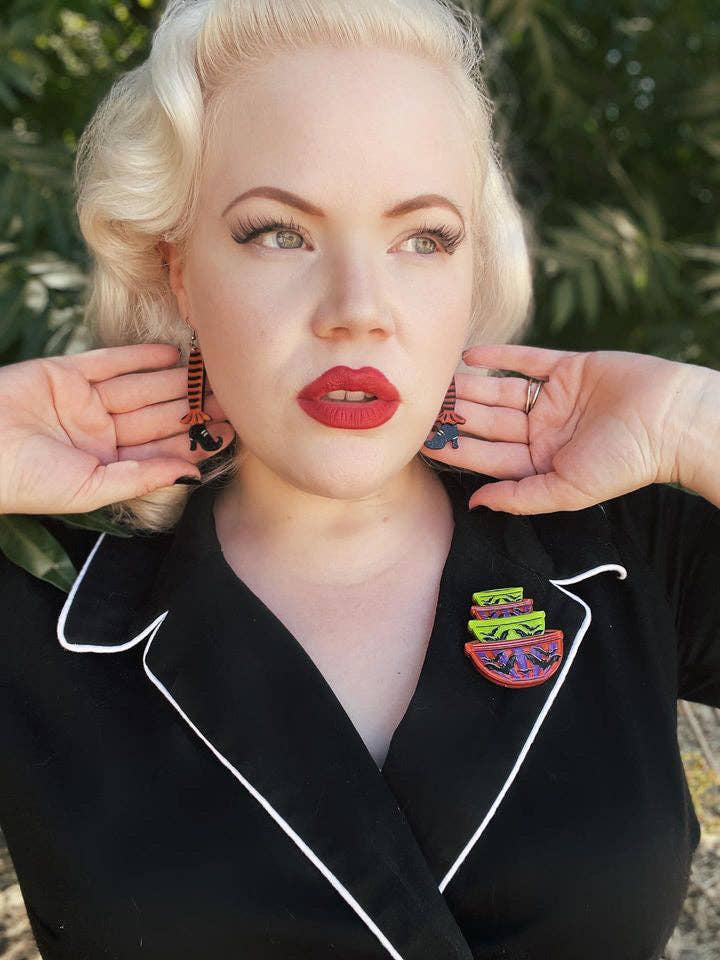 Bewitching Booties Earrings in ORANGE by Lipstick & Chrome Robin Boutique