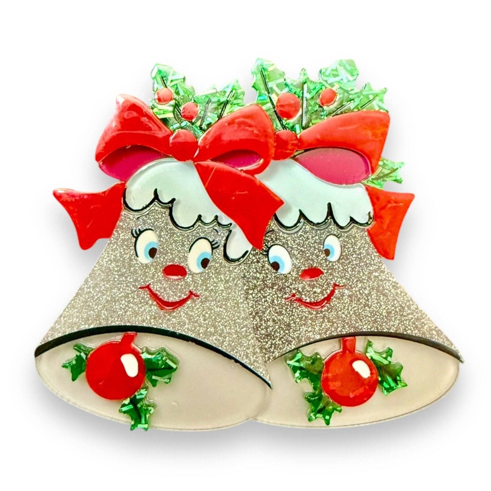 Silver Bells Brooch Lipstick & Chrome Robin Boutique