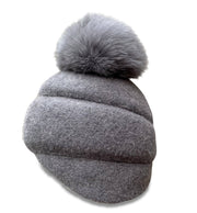 Turban Cap with Fox Pom Pom