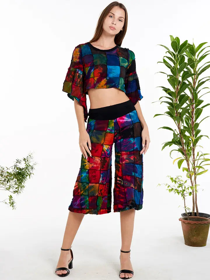Tie Dye Cropped Patch Top