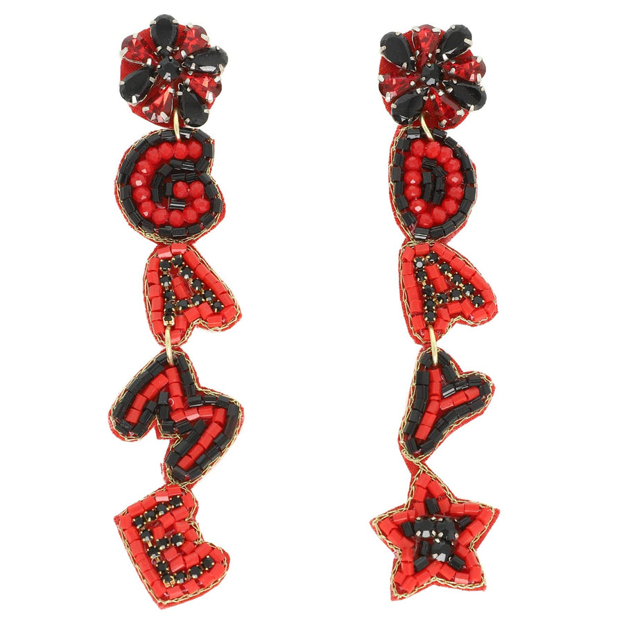 Game Day Letter Beaded Rhinestone Post Earrings