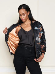 Satin Jacquard Embroidered Bomber Jacket by Paparazzi