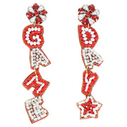 Game Day Letter Beaded Rhinestone Post Earrings
