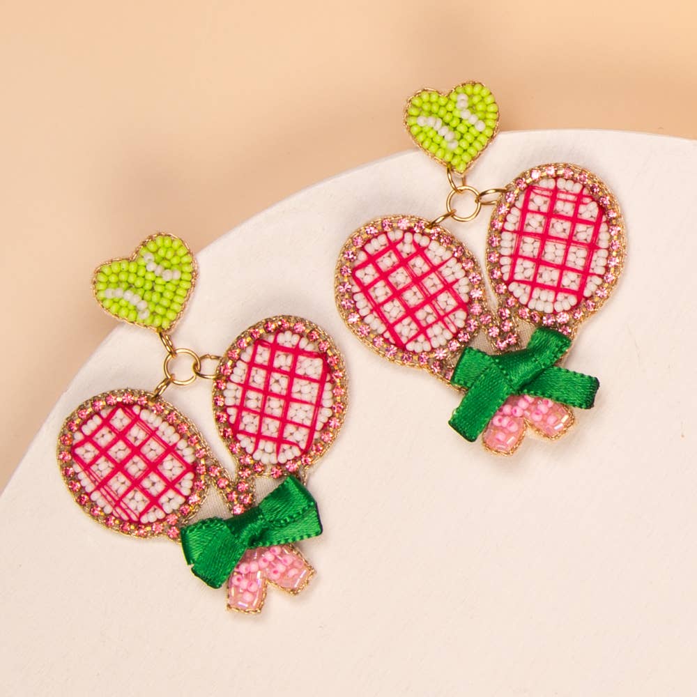 Sports Tennis and Pickleball Beaded Dangle Earrings Robin Boutique