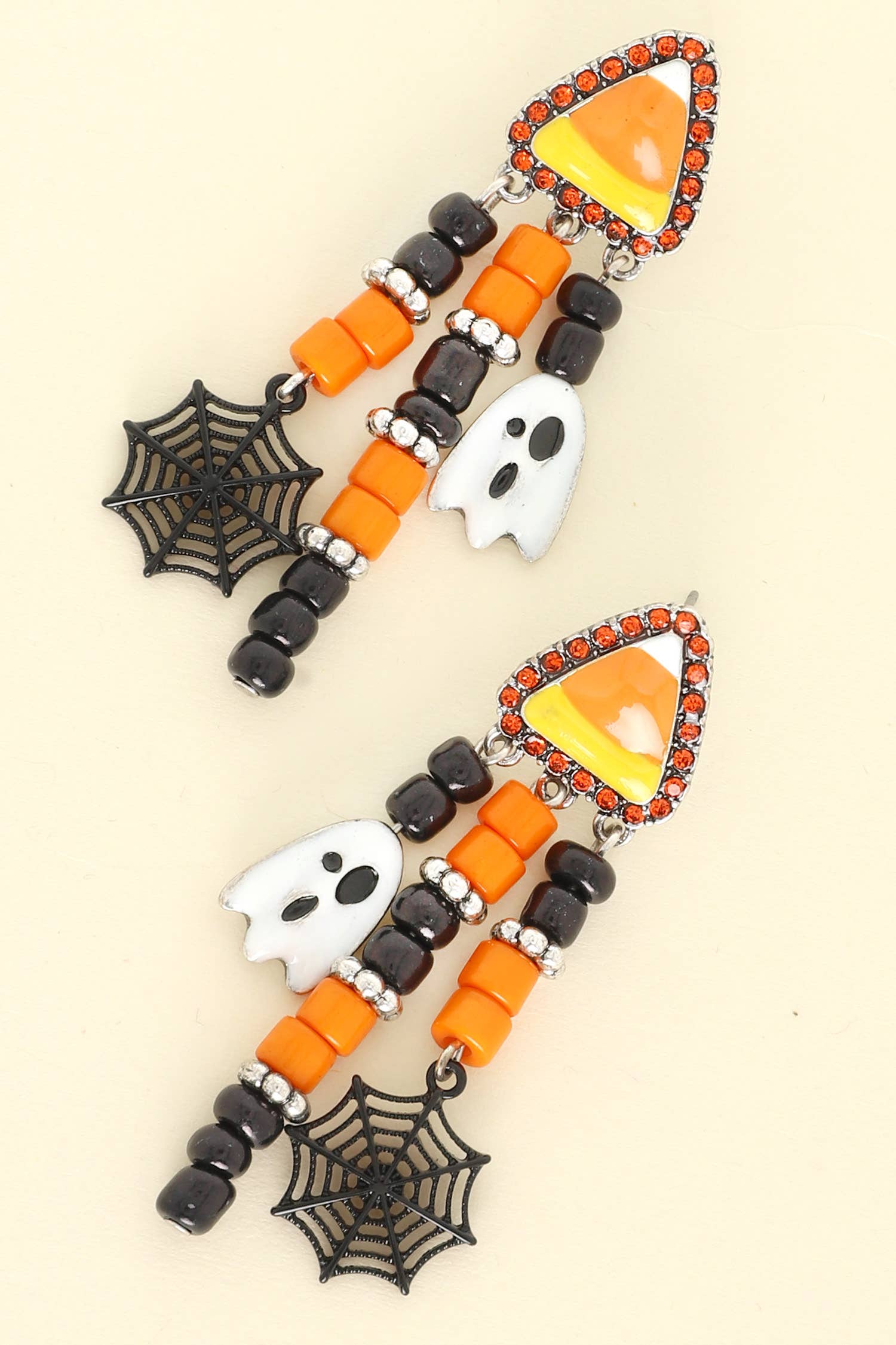 Halloween Themed Bead Charm Tassel Earrings