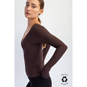 RECYCLED BUTTER SQUARE NECK LONG SLEEVE TOP T9953-C Robin Boutique