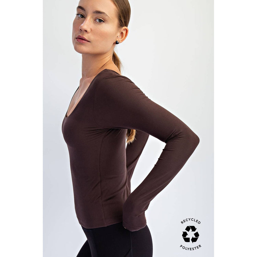 RECYCLED BUTTER SQUARE NECK LONG SLEEVE TOP T9953-C Robin Boutique