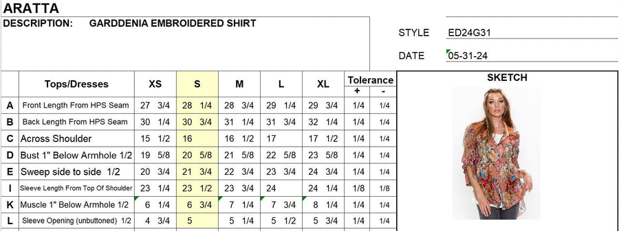 Gardenia Embroidered Shirt by Aratta