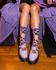 Dracula Scary Cute Shimmer Sheer Crew Sock Robin Boutique