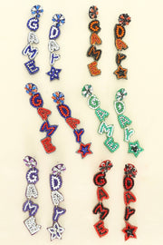 Game Day Letter Beaded Rhinestone Post Earrings Robin Bourtique