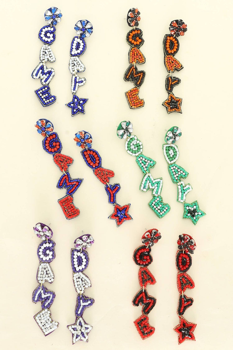 Game Day Letter Beaded Rhinestone Post Earrings Robin Bourtique