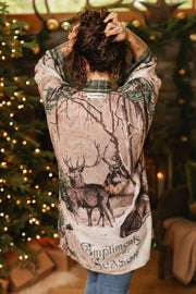 Winter Wish Christmas Plaid Bamboo Kimono Cardigan with Belt