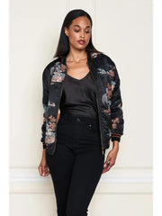 Satin Jacquard Embroidered Bomber Jacket by Paparazzi