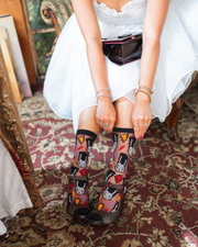 Bride of Frankenstein Shimmer Sheer Crew Sock