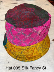 Reversible Silk/Cotton Kantha Bucket Hat by Robin