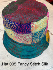 Reversible Silk/Cotton Kantha Bucket Hat by Robin