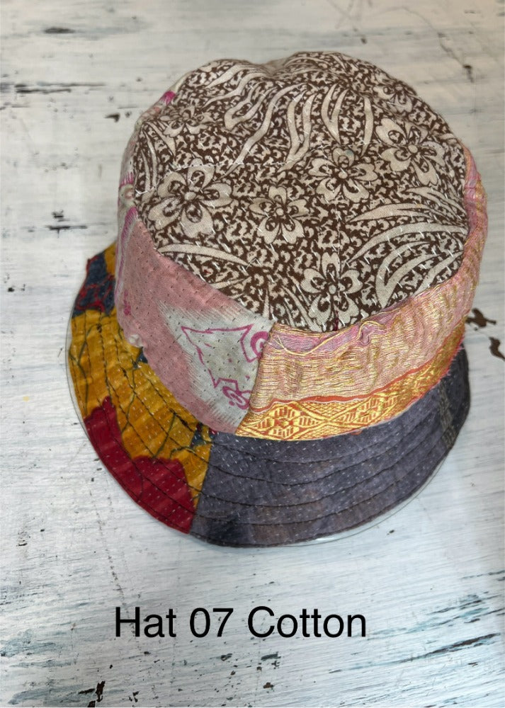 Reversible Silk/Cotton Kantha Bucket Hat by Robin