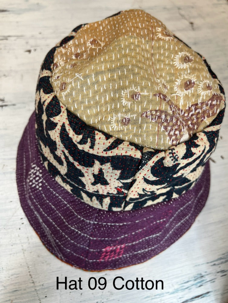 Reversible Silk/Cotton Kantha Bucket Hat by Robin