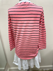 Cotton Slub High Lo 3/4 Sleeve Stripe 23004 - Robin Boutique-Boutique 