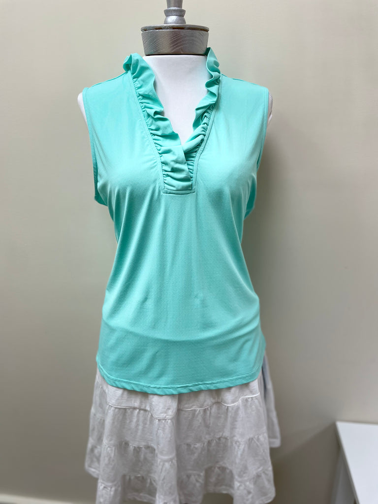 Beachtime Ruffle V-Neck Tank SPF0753S - Robin Boutique-Boutique 