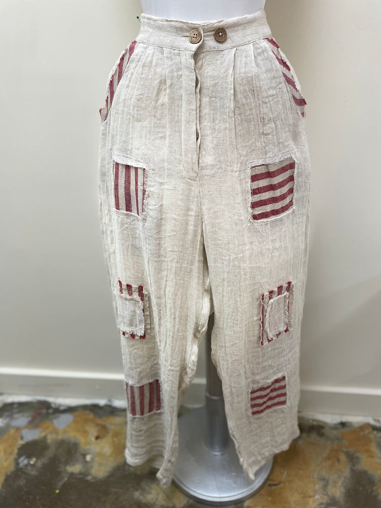 Stripe Red Patchwork Pants - Robin Boutique-Boutique 