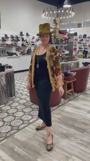 Silk Burnout Velvet Fringe Shortie Kimono by Aris A