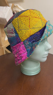 Reversible Silk/Cotton Kantha Bucket Hat by Robin