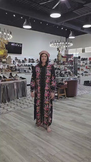 Meadow Of Flowers Embroidered Shirt Dress/Duster by Aratta