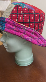 Reversible Silk/Cotton Kantha Bucket Hat by Robin