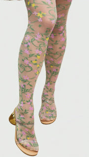 Heart Floral Sheer Thigh High Stocking by Sock Candy Robin Boutique