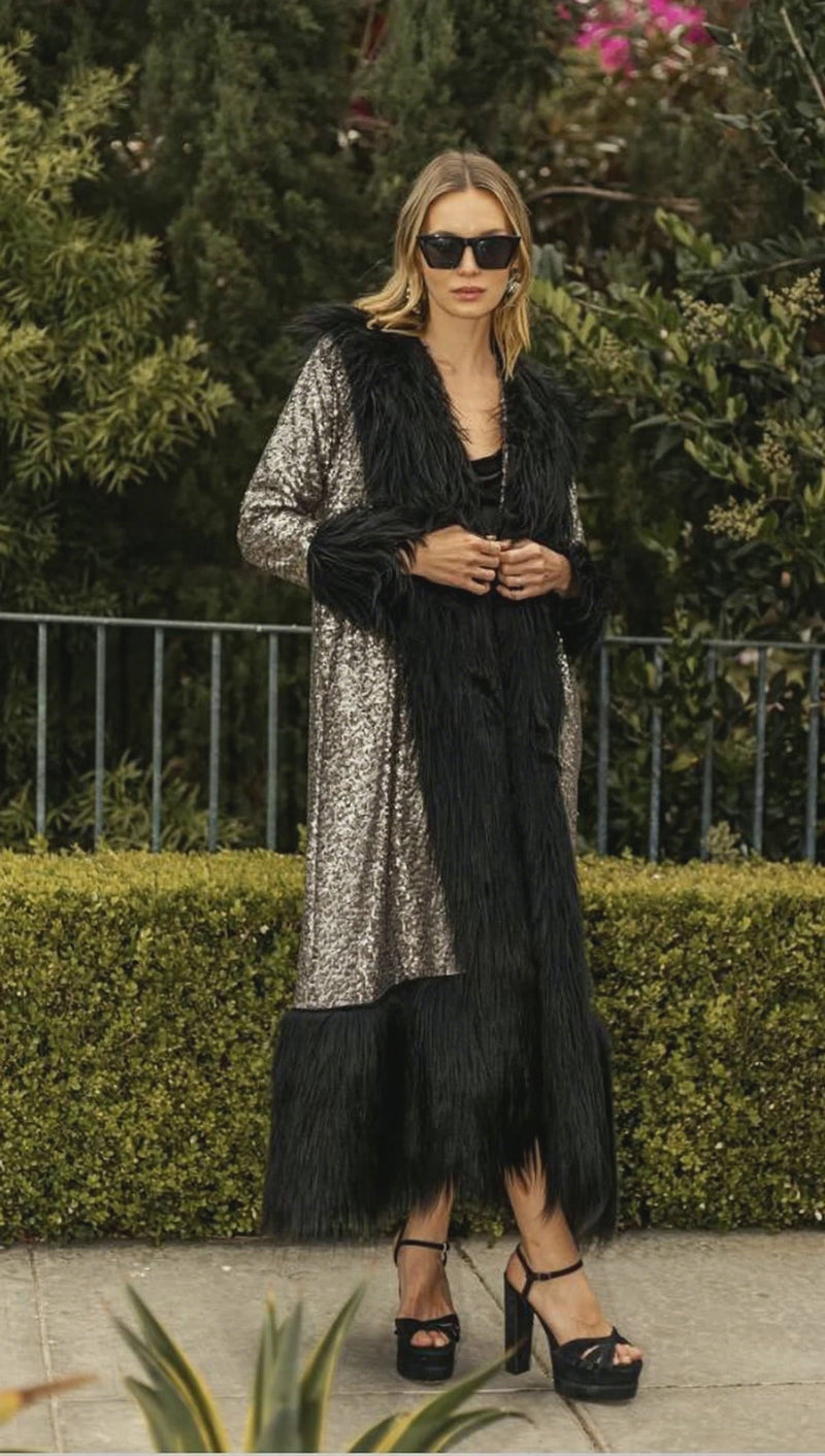 Penny Deluxe Gunmetal Faux Fur Jacket Robin Boutique