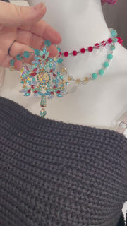 Crystal Christmas Tree Necklace in Blue by Gina