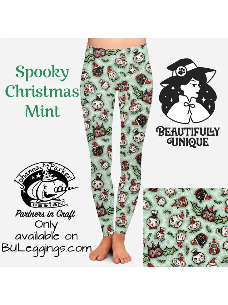 Spooky Christmas Mint Leggings - Robin Boutique-Boutique 