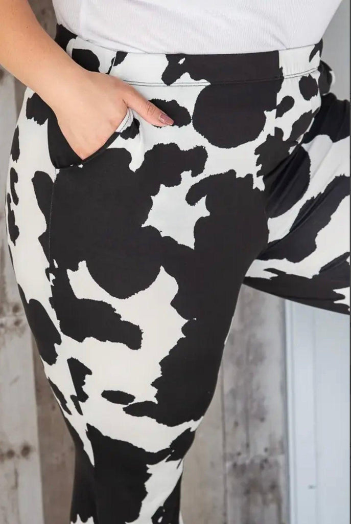 Cow Print Palazzo Pants in Plus Size - Robin Boutique-Boutique 