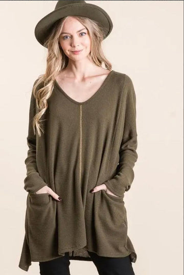 Thermal Long Sleeve Tunic in Plus Sizes - Robin Boutique-Boutique 