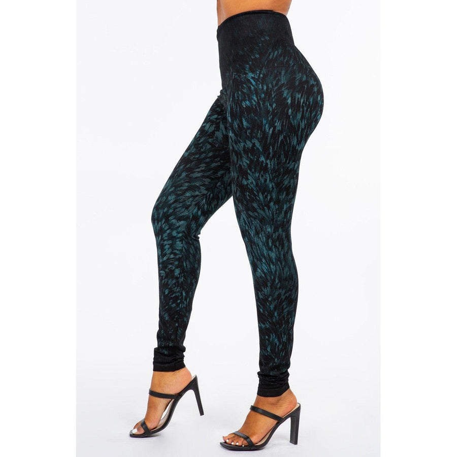 Extended Size High Waist Full Length Leggings with Small Paint Stroke - pic - Robin Boutique-Boutique 