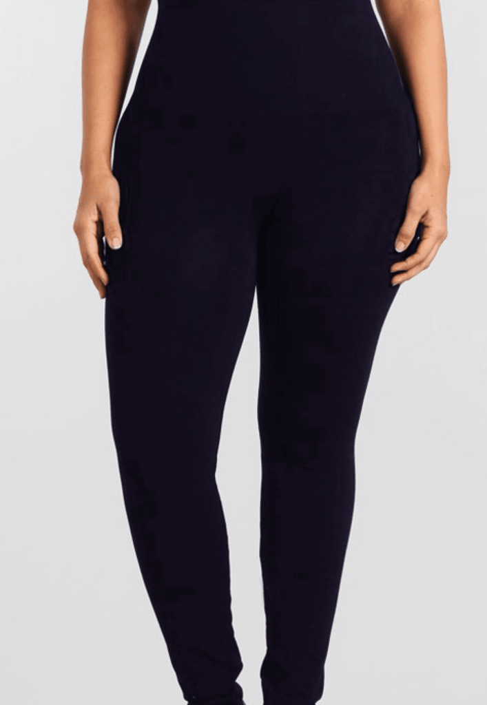 Plus Size M.Rena Tummy Tuck Solid High Waist Leggings - Robin Boutique-Boutique 