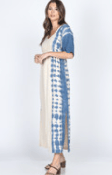 M.Rena Border Tie Dye Double Guaze Maxi Dress with Waist Tie - Robin Boutique-Boutique 