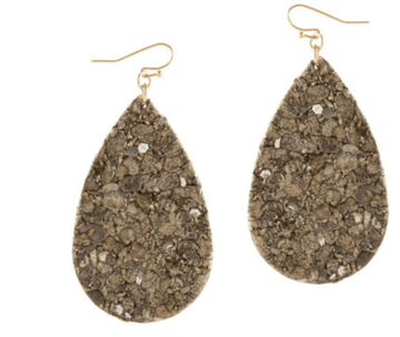 Shimmering lightweight teardrop earrings made from cork - Robin Boutique-Boutique 